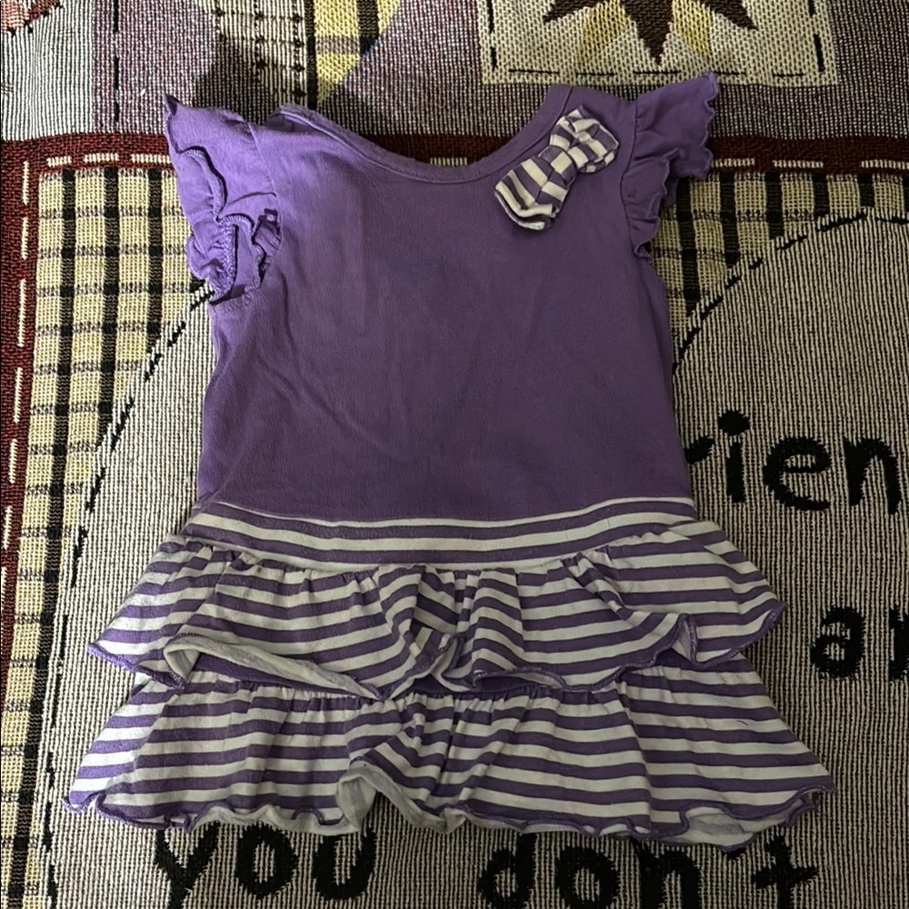 Faded Glory Purple Dress with Stripes and Bow